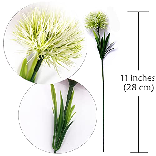 Fake Dandelion Flowers (White 10 Pcs), Artificial Plants Plastic Shrubs Bushes Decor Faux Stems Outdoor Indoor Home Garden Party Wedding DIY Planting Filler Decoration - color: Dandelions White/ 10 Pcs