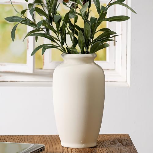 White Ceramic Vase-Boho Decorative Vase,Terracotta Tall Vases Decorative Pottery are Suitable for Decorating Living Rooms,Kitchens,and Bedrooms. - color: White L