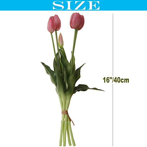 20pcs Artificial Tulip Flowers,16 Inch Real Touch Tulip Stems with Faux Leaves, Faux Tulips and Buds for Home Décor Centerpiece Ornament Wedding Bouquet,Purple - color: Purple