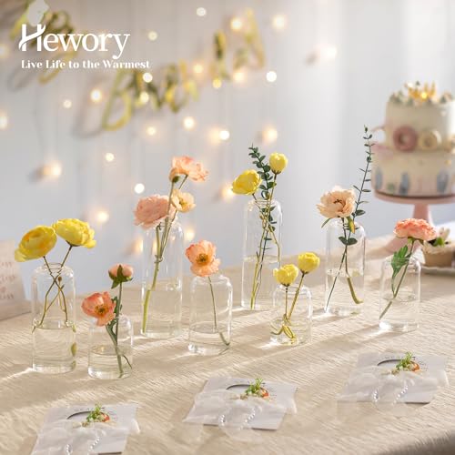 Hewory Glass Bud Vases for Flowers: Set of 20 Modern Small Flower Vases for Centerpieces - Clear Table Decoration for Wedding Party Events Home Decor Floral Arrangement