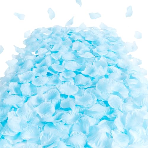 SITUMEIZI 1500PCS Blue Rose Petals Silk Rose Petals for Romantic Night for Her Set Valentine,Wedding,Party,Proposal Anniversary Decorations# - color: Blue#, size: 1500