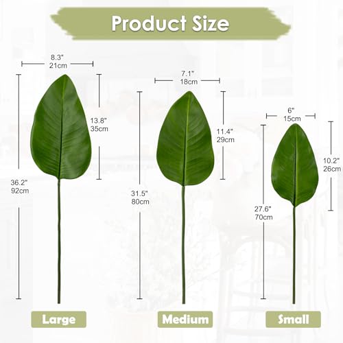 DILATATA 3 Pack Artificial Bird of Paradise Leaves with Long Stem for Vase - Fake Tropical Plants Palm Leaves Realistic Banana Leaves for Home Wedding Party Decor - color: Bird of Paradise#pe 3pcs