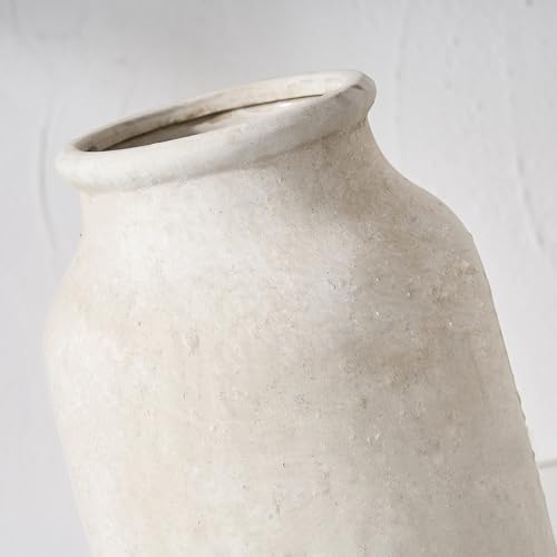 SIDUCAL Rustic Farmhouse Flower Vase | 9.5 Inch Large Ceramic Vase | Pampas Grass | Modern Farmhouse for Home Decor, Table, Living Room Decoration, Shelf Decor, Mantel, Fossil - color: Fossil