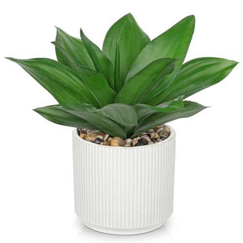 Hollyone Artificial Agave Plants Fake Succulent Agave Plant Potted in White Pot Succulents Aloe Plant for Desk Modern Office Living Room Table Shelf Home Indoor Outdoor Decor - color: Style 4