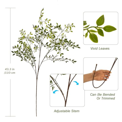 Fake Plants Eucalyptus Stems,Plastics Ficus Stems for Vase Artificial Plants,Greenery Stems Branches for Vase Faux Plants Indoor,Faux Greenery Indoor Vase Fillers for Home Decor (Green,3Pcs) - color: Green 3pcs