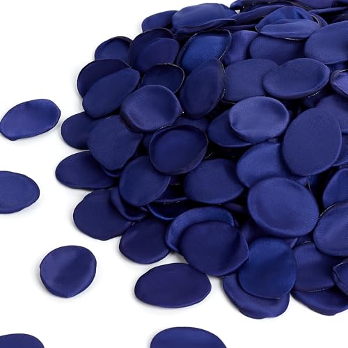 SITUMEIZI 400PCS Artificial Rose Petals Navy Blue Fake Silk Flower Petals for Romantic Night for Her Set Valentine's Day, Wedding, Proposal Anniversary Decorations - color: Blue
