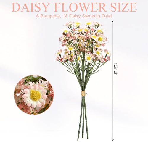 Small Daisy Flowers Artificial Wildflowers Chamomile Pink 18 Pcs | Mini Daisies Flowers Silk Spring Summer Chamomiles for DIY Floral Arrangements Wedding Table Centerpieces Party Home Decor - color: Pink