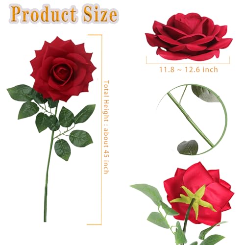 1PCS 45-inch Giant Red Rose for Decorative, Wedding Window Display Background Decoration Rose, Valentine's Day (Red 1) - color: 01 Rose
