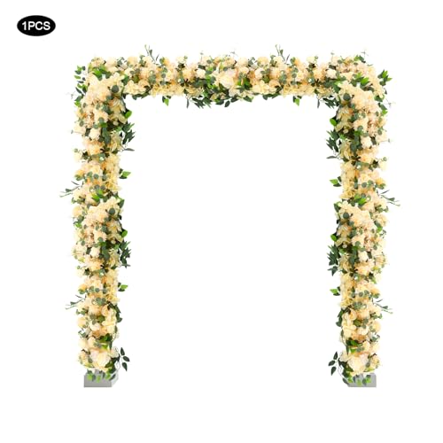 Wedding Arch Artificial Flowers Panels, Silk Rose Floral Wall Backdrop, 13.8 x 13.8in Artificial Flowers Garland for Wedding Party Table Decoration, White (Champagne Color, 1 Pcs) - color: Champagne Color, size: 1 Pcs