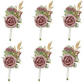 Dusty Pink Faux Foam Rose Boutonnieres for Men Wedding Prom 6Pcs | Artificial Foam Rose Boutonnieres for Wedding Prom Groom Groomsman Homecoming Ceremony Anniversary Party - color: 6pcs Pink Boutonniere
