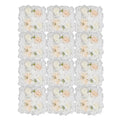 Artificial Flower Wall Panels, Set of 12 White Dahlia Rose Hydrangea Backdrop, Silk Fabric with 100 Cable Ties, Reusable Party Wedding Home Wall Decor (15x16 Inch) - color: White