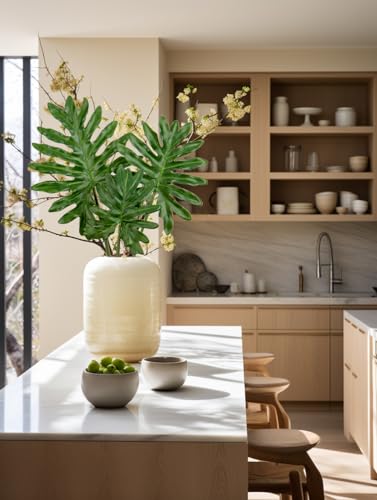 DILATATA 3 Pack Artificial Monstera Leaves with Long Stem for Vase - Fake Tropical Plants Split Palm Leaves Realistic Philodendron Leaves for Home Wedding Party Decor - color: Split Palm#pe 3pcs