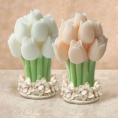 Tulip Bouquet Silicone Candle Molds for Candle Making, 3D Flower Molds, DIY Handmade Supplies