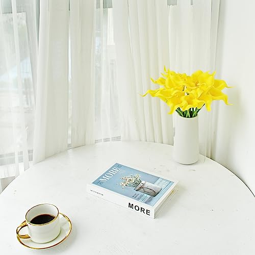 ONLY ART Artificial Pure Yellow Calla Lily 20pcs – 13.5" PU Faux Flowers with Flexible Stems, Soft Texture, for New Year and Valentine's Day Home, Wedding & DIY Decor - color: Pure Yellow