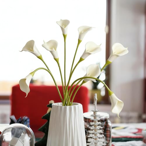 White Calla Lily Artificial Flowers 22PCS 25" Real Touch Long Stem Faux Calla Lillies for DIY Wedding Bouquet Party Home Decor (White) - color: White
