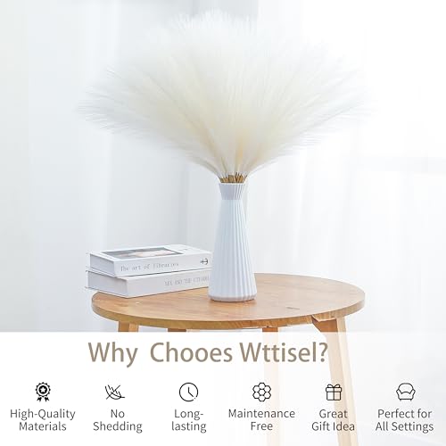 30pcs 22" White Pampas Grass - Faux Pampas Grass Decor Short Artificial Pampas Grass for Boho Home Wedding Mothers Day Decoration - color: Cream White, size: 30pcs