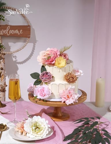 Light Pink Flowers Artificial Roses Combo Set Fake Pink Silk Flowers Faux Flowers Mix Dahlia with Stems for Wedding Bouquets Baby Bridal Shower Party Floral Arrangements Decor - color: Light Pink, size: The Modern Classic