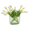 15pcs Artificial Tulips Flowers,Soft Touch Latex Bouquet, Fake Tulips Flowers,Spring Wedding Home Room Table Centerpiece Decor White Set - color: 15pcs White(no Vase)