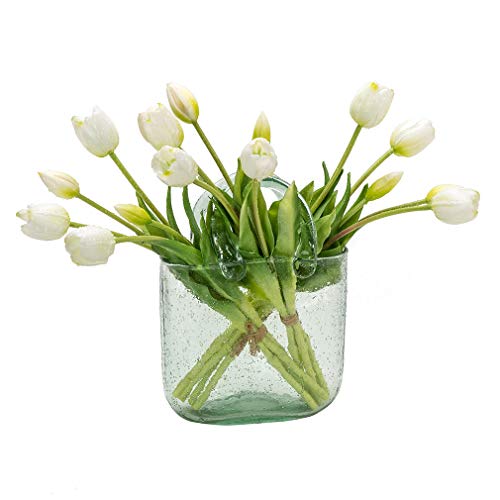 DUYONE 15Pcs Artificial Tulips Flowers, Soft Touch Realistic Latex Tulips Bouquet for Home Office Wedding Party Garden Decor, Fake Flowers for Centerpieces Dining Table Living Room Spring(White,15pcs) - color: A Style-15pcs White 15pcs(no Vase)