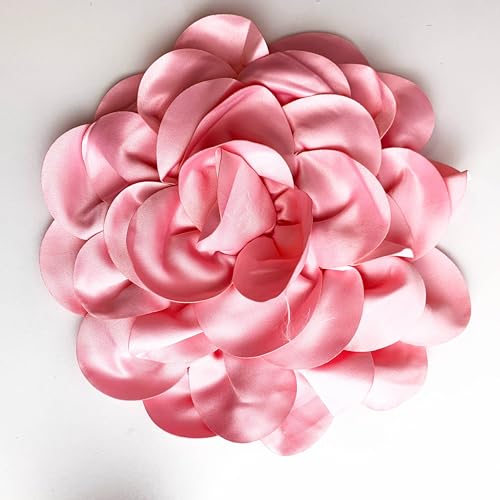Heyiwell Large Satin Fabric flower for Brooch Pin Wedding Party Dance Dress Suit Clothes Head Hair Accessories DIY Decor 9.45"Inch - color: Light Pink