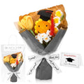 2026 Graduation Crochet Flowers Bouquet Gifts Class of 2026 Graduation Gift for Her Sunflower Mortarboard with Greeting Cards Bag Handmade Knitted Artificial Flowers for Grad(Grey) - color: Grey