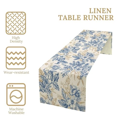 Vintage Botanical Flower Table Runner for Linen Table Decor, Retro Berry Floral Printed for Dining Room, Kitchen, Farmhouse, Wedding Party, Holiday Decorate 13" x 36" - color: Floral_18, size: 13"W x 36"L (Pack of 1)