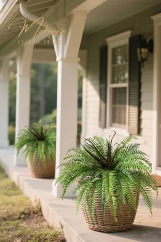 Muhanjia Polyester Artificial Boston Fern Bush,Set of 4,Fake Fern Hanging Plants UV Resistant that Look Real for Outdoors and Home Decor. (39" 4Pcs-Green) - color: Green