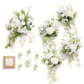 Ling's moment Wedding Artificial Flowers Package, Bridal Bouquet, Bridesmaid Bouquets, Boutonniere for Men, Rose Petals.Lily Valley White - color: Wht-lily Valley & White
