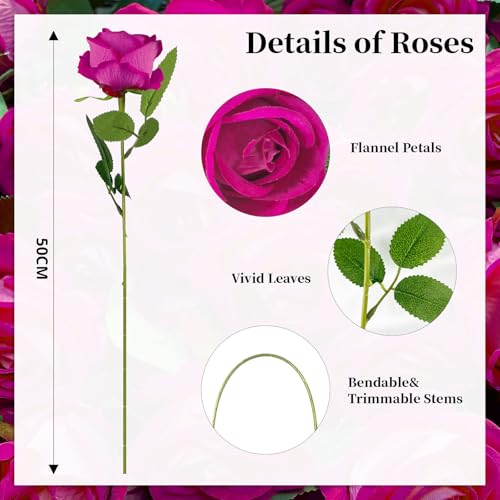 10 PCS Artificial Roses with Long Stems Silk Flowers Realistic Foam Flowers Fake Roses for Valentine's Day Home Wedding Decor(Freud) - color: Freud