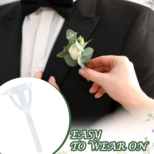 Boutonniere Safety Pins, Plastic Corsage Pins Safety Clips for Bride Groom, Tiny Boutonniere Brooch Supplies - color: Clear-20pcs