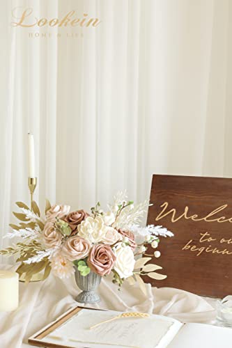 Lookein Artificial Flowers for DIY Wedding Decoration Bridal Bouquet Table Centerpieces Flower Garland Wreaths Aisle Arch Flower Decoration Home Decor, Tender Dusty Rose - color: Tender Dusty Rose