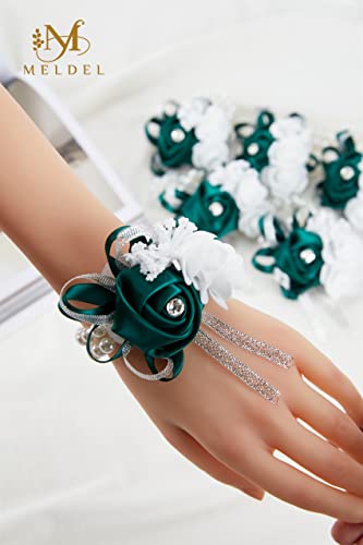 6pcs Green Wedding Wrist Corsages Artificial Silk Rose for Women | for Wedding Formal Dinner Party Homecoming Ceremony Anniversary, Wrist Corsages with Pearls - color: 6pcs Green Wrist Corsages
