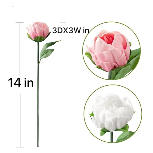Artificial Peony Flowers 6 Pack 14 Inch Shabby Chic Pink Real Touch Latex Peonies for Spring Home Decor, Dining Table Centerpieces, Wedding Bouquets & Party Arrangements - color: Shabby Chic Pink