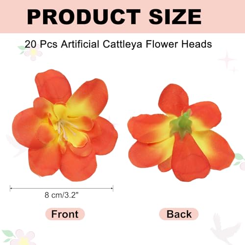 uxcell 20 Pcs Artificial Cattleya Flower Heads, Fake Cattleya Heads Bulk Artificial Flowers for DIY Wedding Bouquets Centerpieces Party Home Decorations, Sunset Red - color: Sunset Red