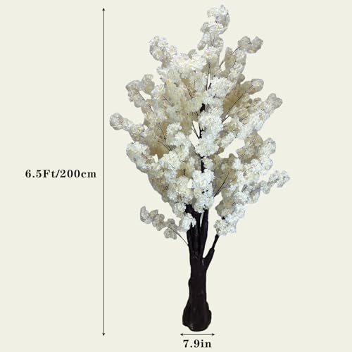 Artificial Cherry Blossom Trees Faux Cherry Blossom Tree White Tree for Office Home Wedding Office Living Room House Indoor Outdoor Decor（6.5ft/2m, Champagne） - color: Champagne