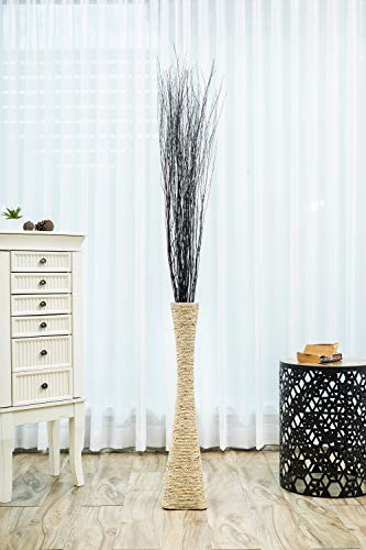 Leewadee Tall Vase Filler, Natural Grass Stems – 2 Bunches of Colored Decorative Branches for Vases, Carefully Dried Rattan Twigs for Home Decoration, 45 inches, Black Brown - color: Black Brown, style: Rattan Branches