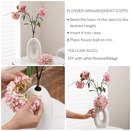 Joeabor Fake Flower Bouquet and Vase Set, Faux Flower Arrangement for Decorating Living Room and Offices, Realistic Artificial Flowers Made of Silk & Plastic, Floral Decoration with Pink Blossoms - color: Pink