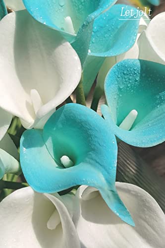 Letjolt Artificial Calla Lily Flowers 12Pcs Peacock Blue Flowers | Fake Flower Bouquet, Faux Calla Lilies, For Home Kitchen Wedding Party - color: Peacock-blue