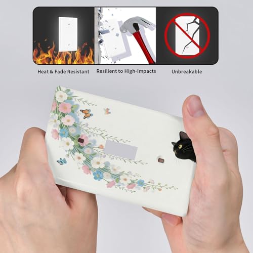 Decorative Art Light Switch Covers Black Cat Hanging Blooms Single Toggle Wall Plate Decorative Switchcover Electrical Switchplate for Home Decor - color: Black Cat Hanging Blooms, size: 1-Gang Toggle / 5 x 3 IN