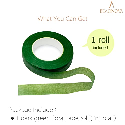 BEADNOVA Floral Tape 1/2inch Flower Tape Dark Green Floral Tape for Bouquets Floral Arranging Stem Wrap Craft (Dark Green, 30yards) - color: Dark Green