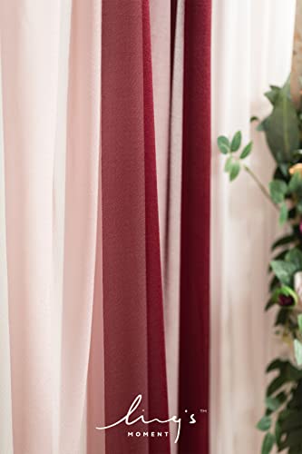Ling's moment Deluxe Wedding Arch Flowers with Drapes Kit-Pack of 5, 2pcs Flower Arrangements 3pcs Hanging Sheer Drapes Pink Ceremony Arbor Red Backdrop Artificial Rose Floral Decorations - color: Red-marsala