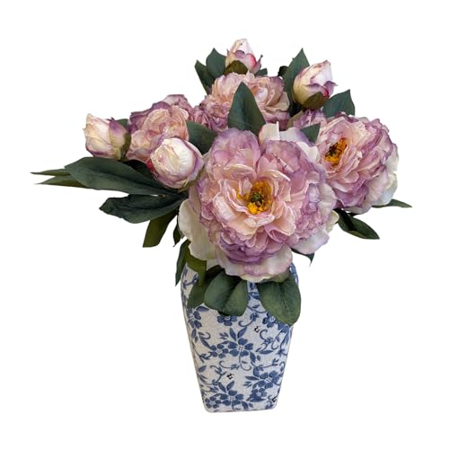 4 PCS Premium White Peonies Artificial Flowers,19.2’’Fake Faux Silk Peonies for Centerpieces Wedding Home Decor (4, Purple) - color: Purple