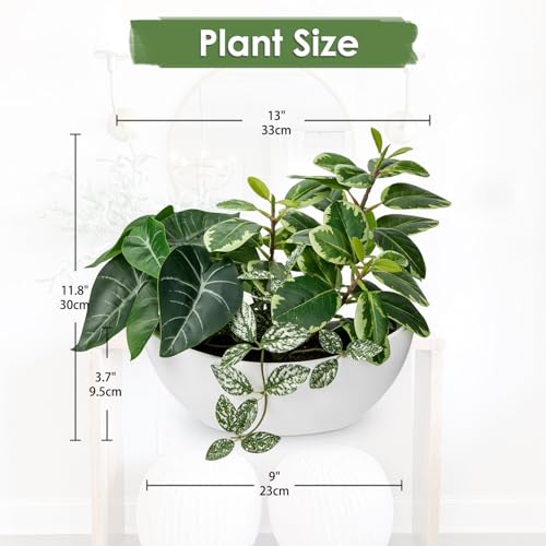 Fake Plants 11.8" Artificial Potted Plant Assorted Faux Plants in Pot Silk Plants Artificial Plants Indoor for Home Living Room Bedroom Bathroom Office Desk Table Centerpieces Shelf Greenery Decor - color: White Pot #1