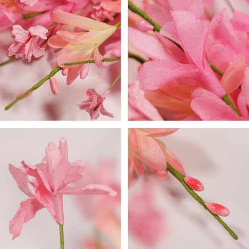 24 Inch Artificial Pink Forsythia Flower Wreath, Silk & Paper Floral Wreaths for Front Door, Romantic Valentine's Day & Spring Summer Decor, All Season Farmhouse Wedding Indoor Outdoor Decor - color: Pink