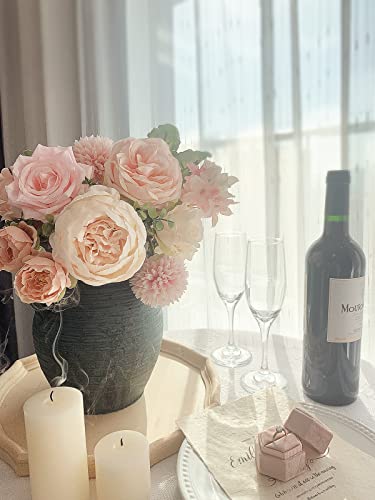 FACINOC Peonies Artificial Flowers Pink Silk Roses Bulk for DIY Wedding Bouquet Bridal Shower Decorations Fake Floral Arrangements Party Table Centerpieces Home Decor Indoor Blush Peach Box 20pcs - color: Blush Pink, Peach, Cream