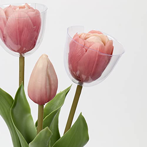 DILATATA 6 Pcs Artificial Tulips Flowers Pink Real Touch Fake Latex Tulips Flowers for Mother's Day 14" Faux Tulips Faux Flowers for Vase Centerpieces Home Wedding Bouquet - color: Latex Pink #6