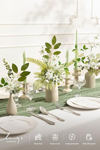 Ling's moment Artificial Greenery Stems Box Set, Faux Greenery Picks for DIY Bridal Bouquets Wedding Floral Arrangement Table Centerpieces, Sage & Light Green - color: Season Combo- Late Spring