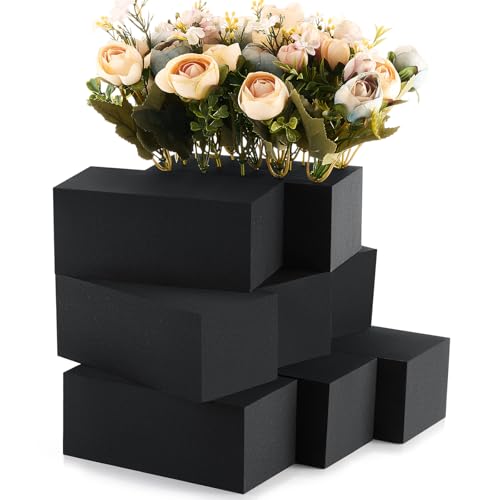 Lallisa 4 Pcs Reusable Floral Foam Blocks Water Weather Resistant Dry Floral Foam for Artificial Flower Arrangements Outdoor Flower Boxes Outside Hanging Planters Wedding Home Decor (6 x 3 x 2.5'') - color: Black, size: 6 x 3 x 2.5''