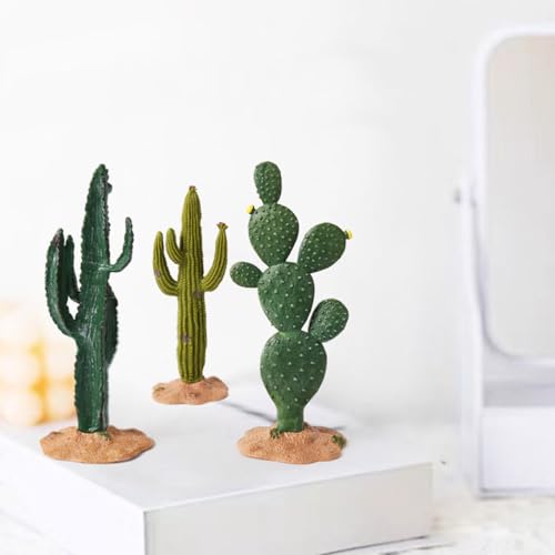 Luxshiny 3Pcs Faux Cactus Table Decor Simulated Artificial Plants Greenery Ornaments for Home Office Shelf Display Indoor Plant Decoration