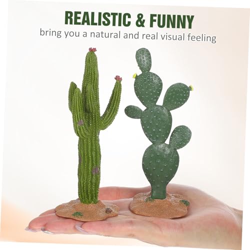 Simulated Cactus Adornments Set of 2 Lifelike Cactus Figurines 5.70X2.16X2.16 Inches Desktop Decor for Home Office Garden Accent